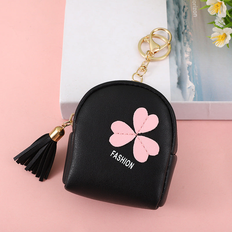 Wholesale PU Flower Leather Coin Purse Keychain